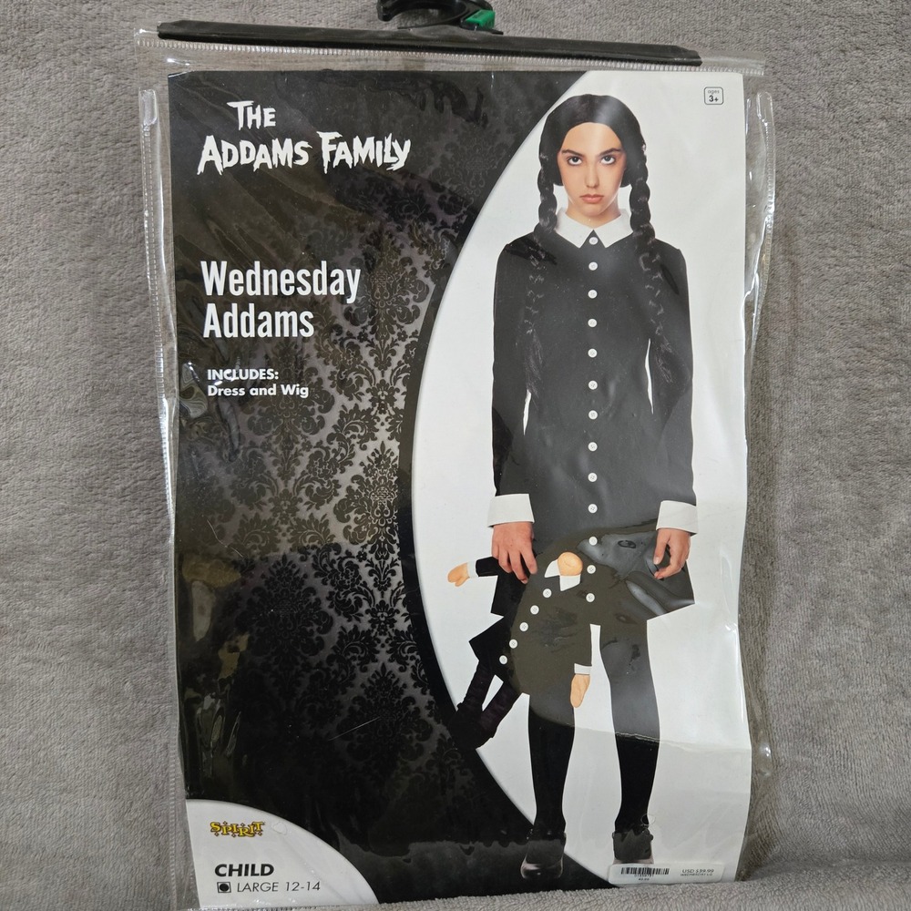 Wednesday Addams Costume Large Gothic Halloween Dress Wig Halloween Cosplay